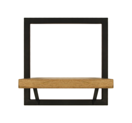 HSM Collection-Wandplank Levels -32x22x32-Naturel/Zwart-Mango/Metaal (MAN-WS3232)