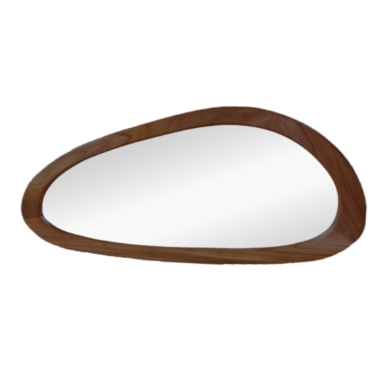 HSM Collection-Wandspiegel organische vorm-Tide-120x65x3-walnoot-Teak (AM-ORM120W)