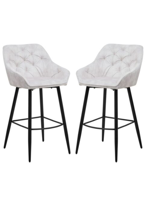 HSM Collection-Barkruk Liverpool S/2-56x61x107-Beige/Zwart-Stof/Metaal (AT-BLVP10-2)