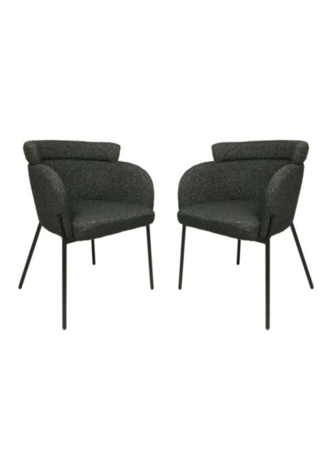 HSM Collection-Eetkamerstoel Luca S/2-57x60x81-Antraciet/Zwart-Stof/Metaal (LUCA04-2)