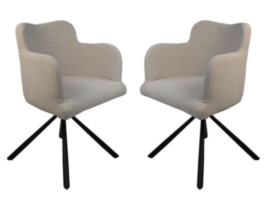 HSM Collection-Eetkamerstoel Bella S/2-56x60x82-Wit/Zwart-Stof/Metaal (TC-2303W-2)