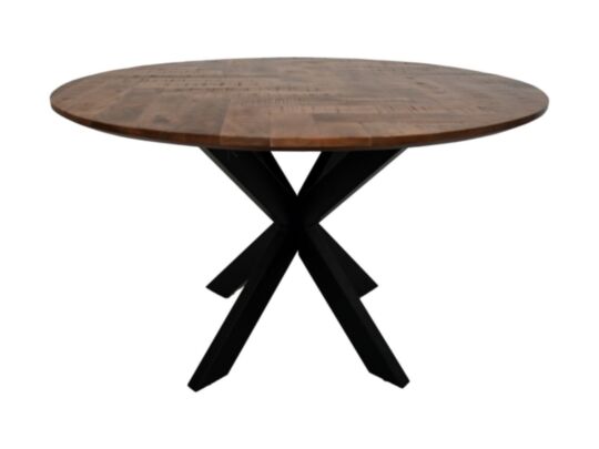 HSM Collection-Ronde Eettafel Mozaiek-140x140x76-Naturel/Zwart-Mango/Metaal (BC-MTR140LB)