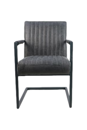 HSM Collection-Eetkamerstoel Texas Met Arm-55x50x85-Grafiet/Grijs-Leder/Metaal (TEXAS AYAGR)