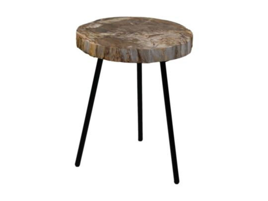 HSM Collection-Bijzettafel Petrified -ø40-44x54-Assorti/Zwart-Steen/Metaal (SF-CTP4)