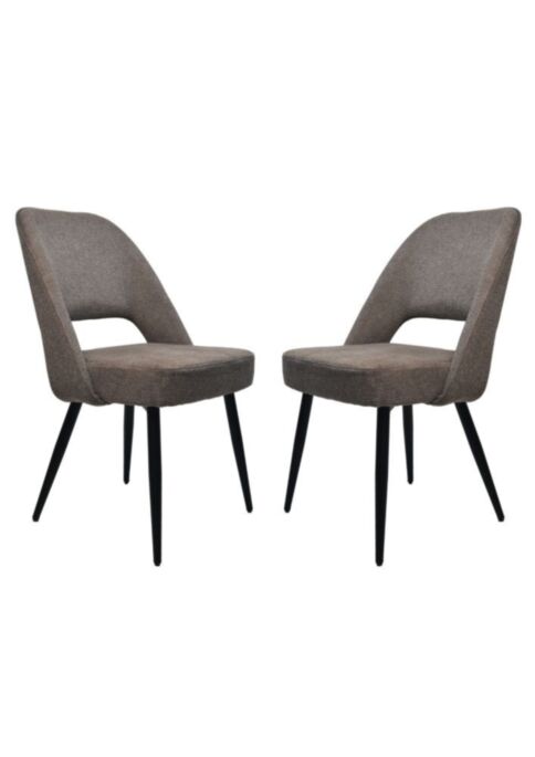 HSM Collection -Eetkamerstoel Jenna - Set van 2 - 62x54x87 - bruin/zwart - Katoe (TI-DC04-2)