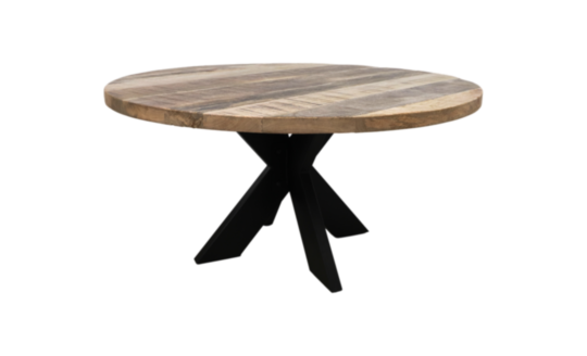 HSM Collection-Ronde Salontafel-80x80x45-Naturel/Zwart-Mango/Metaal (DV-RCT80)