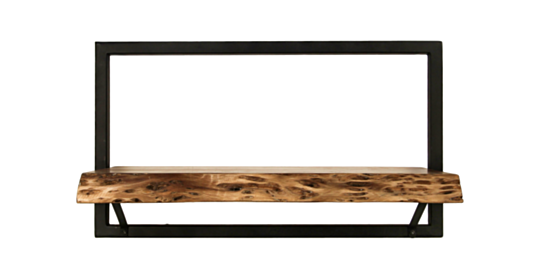 HSM Collection-Wandplank Levels Live Edge -56x22x32-Naturel/Zwart-Acacia/Metaal (MAN-LE5632)