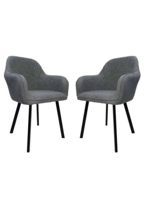 HSM Collection-Eetkamerstoel Demi S/2-60x54x82.5-Licht Grijs/Zwart-Stof/Metaal (PG-DCLG-2)