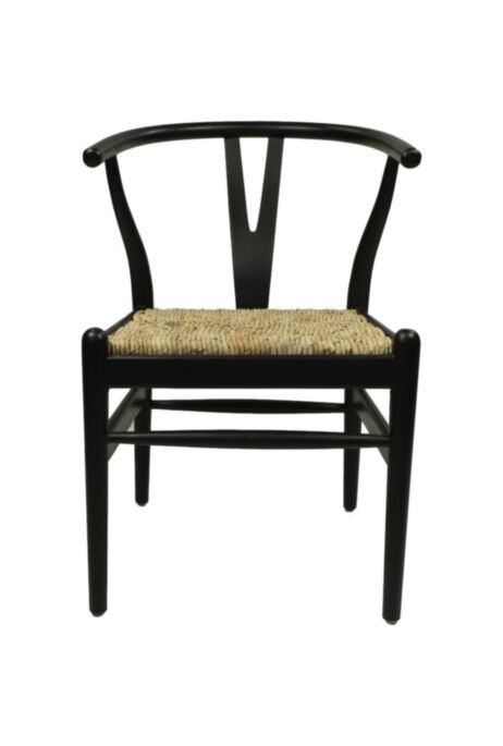 HSM Collection-Eetkamerstoel Delilah-50x41x78-Zwart/Naturel-Mahonie/Bananenblad (BJ-WCMB)