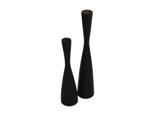 HSM Collection-Kaarsenhouder S/2-ø8X32/ø8X42-Zwart-Teak (AM-CHBT2)