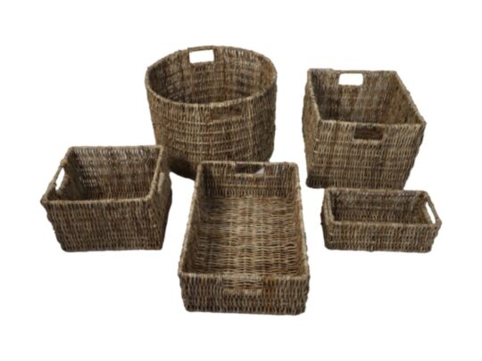 HSM Collection-Mandenset S/5-ø47x30-Naturel-Bananenblad (HSB-5-NAT)