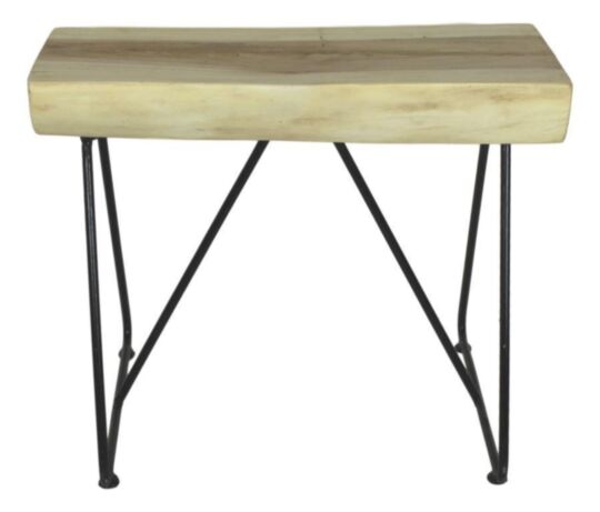HSM Collection-Rechthoekige Bank-60x45x47-Naturel/Zwart-Munggur/Metaal (AM RS)