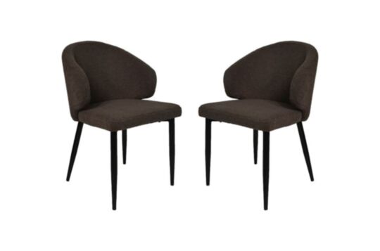 HSM Collection-Eetkamerstoel Yuna S/2-60x54x82.5-Espresso/Zwart-Stof/Metaal (YUNA04-2)