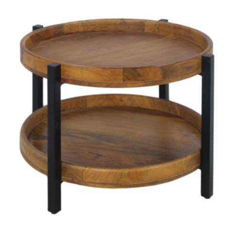 Salontafel Hudson - 56x56 cm - mangohout/ijzer (511)