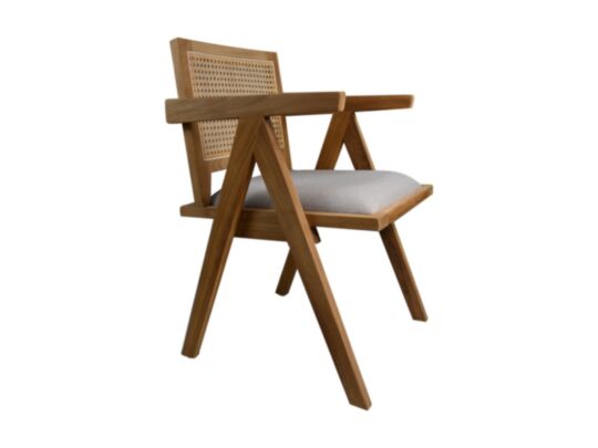 HSM Collection-Eetkamerstoel Phi+ zitting-52x54x83-Naturel/Grijs-Teak/Stof (TA-DCT165S)