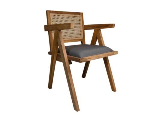 HSM Collection-Eetkamerstoel Phi-52x54x83-Naturel/Donker Grijs-Teak/Stof (TA-DCT167S)