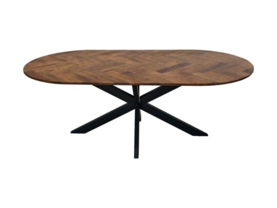 HSM Collection-Ovale Eettafel Mozaiek-240x110x76-Naturel/Zwart-Mango/Metaal (BC-MTO240LB)