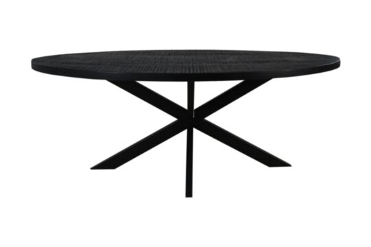 HSM Collection-Ovale Eettafel Melbourne-200x100x76-Zwart-Mango/Metaal (BC-DTO200BL)