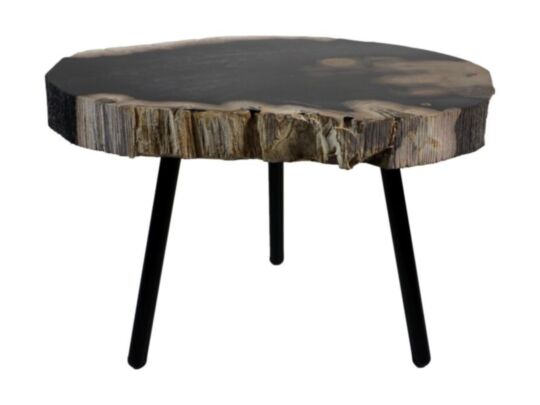 HSM Collection-Bijzettafel Petrified -ø40/43x30-Assorti/Zwart-Steen/Metaal (SF-CTP1)