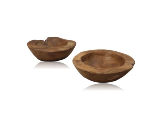 HSM Collection-Fruitschaal Small S/2-ø20-27x6-10-Naturel-Teak (TBNSS-2)