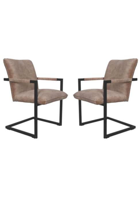 HSM Collection-Eetkamerstoel Boston S/2-56x68x89-Lever-Stof/Metaal (BOSTON10-2)