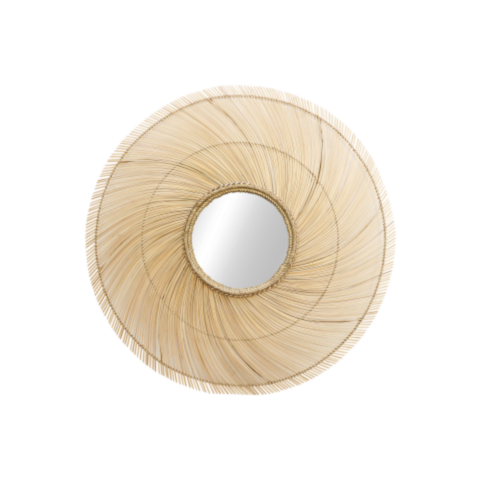 HSM Collection-Ronde Spiegel-120x5x120-Naturel-Bamboe (WM110NT)