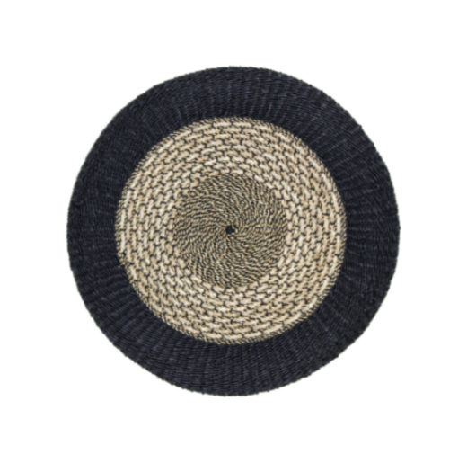 HSM Collection-Vloerkleed Malibu -ø100-Naturel/Zwart-Raffia/Zeegras (JR100NB)