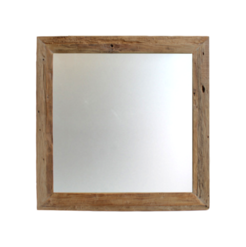 HSM Collection-Vierkante Spiegel Rustiek-100x3x100-Naturel-Teak (SPR100)