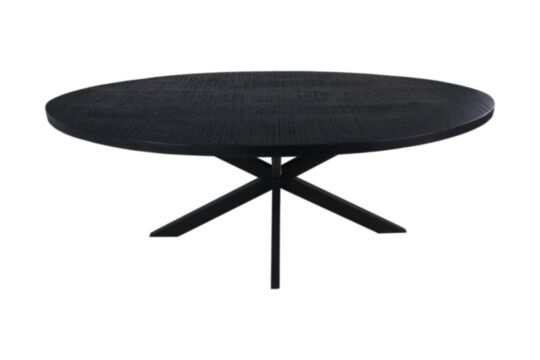 HSM Collection-Ovale Eettafel Melbourne-240x110x76-Zwart-Mango/Metaal (BC-DTO240BL)