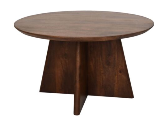 HSM Collection-Ronde Salontafel Kruispoot-80x80x45-Bruin-Mango (CROSS CT-BR)