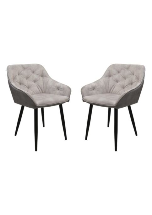 HSM Collection-Eetkamerstoel Liverpool S/2-56x61x79-Beige/Zwart-Stof/Metaal (AT-LVP10-2)