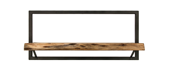HSM Collection-Wandplank Levels Live Edge -70x22x32-Naturel/Zwart-Acacia/Metaal (MAN-LE7032)