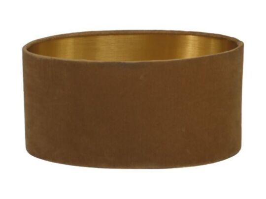HSM Collection-Ovale Lampenkap-ø38x19-Beige/Goud-Stof (AL-LSO38BE)