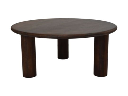 HSM Collection-Ronde Salontafel Pillar-80x80x35-Bruin-Mango (PILLAR CT-BR)