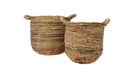 HSM Collection-Mandenset S/2-ø35x33/ø30x30-Naturel-Bananenblad (E643NT)