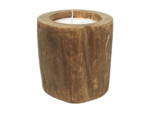 HSM Collection-Kaars Boomstam Groot-ø20x20-Naturel-Teak (AMCANDLE20)