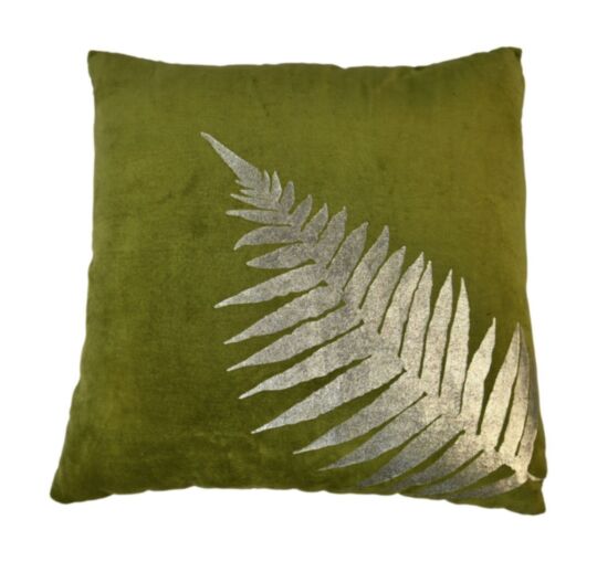 HSM Collection-Sierkussen Met Print-45x45-Olijf Groen/Goud-Stof (IC-6067OG)