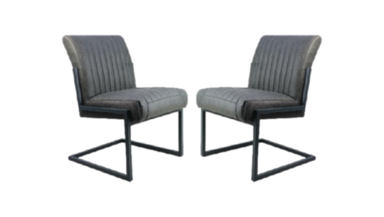 HSM Collection-Eetkamerstoel Texas S/2-55x50x85-Grafiet/Grijs-Leder/Metaal (TXS YAGR-2)