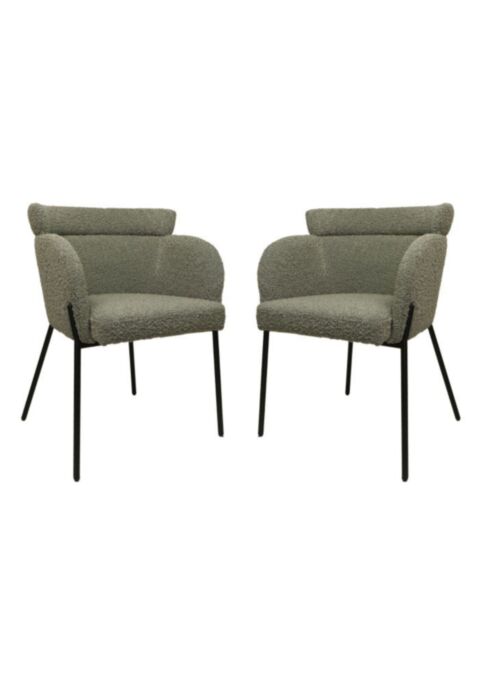 HSM Collection-Eetkamerstoel Luca S/2-57x60x81-Licht Grijs/Zwart-Stof/Metaal (LUCA03-2)