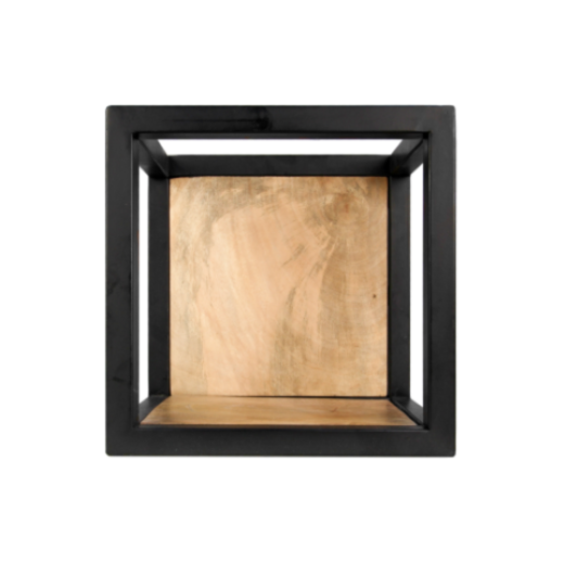 HSM Collection-Wandbox Levels -25x18x25-Naturel/Zwart-Mango/Metaal (MAN-BW2525)
