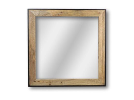 Wandspiegel - 90x90 - Naturel/zwart - Mangohout (AAO-1930BN)