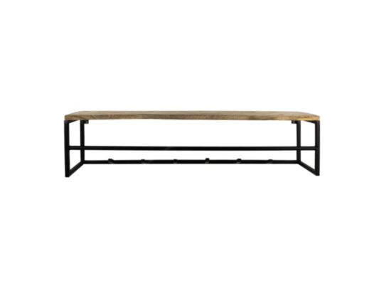 Kapstok - 100x22x22 - Naturel/zwart - Mangohout/ijzer (AAO-1932)