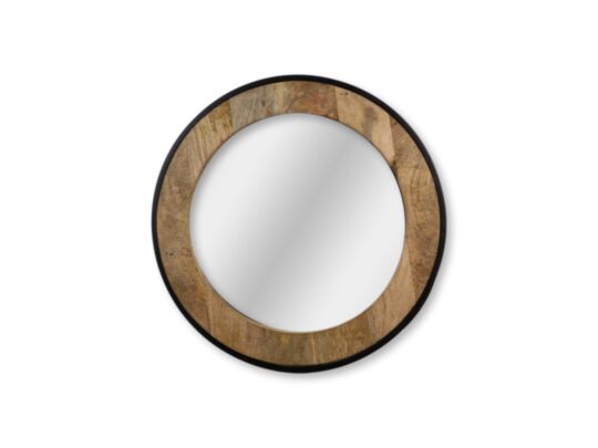 Wangspiegel rond - ø70x5 - Naturel/zwart - Mangohout (AAO-1940-70)