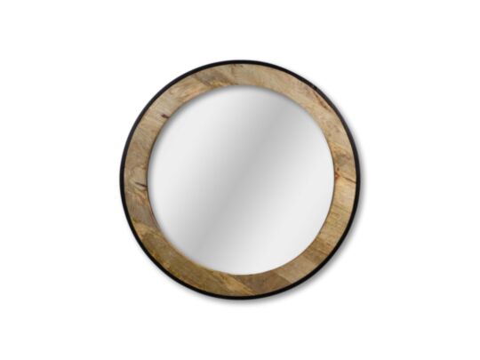 Wangspiegel rond - ø90x5 - Naturel/zwart - Mangohout (AAO-1940-90)