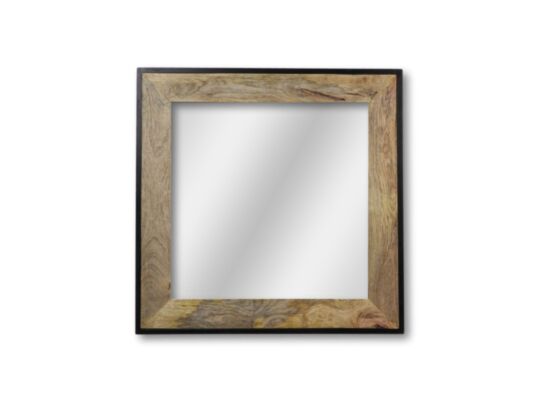 Wangspiegel vierkant - 70x70x5 - Naturel/zwart - Mangohout (AAO-1941-70)