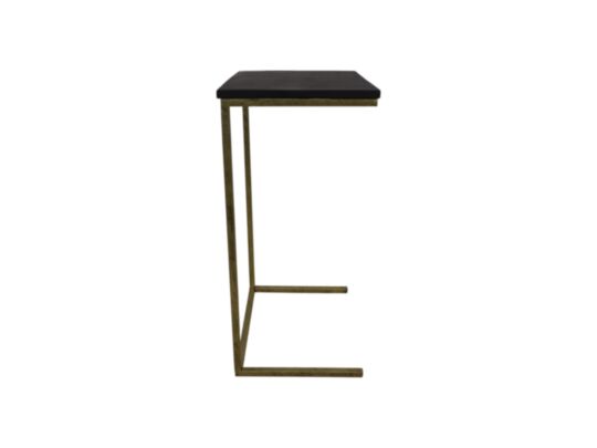 Bijzettafel Read - 38x30x65 - Zwart/goud - Mangohout/ijzer (AAO-2020)