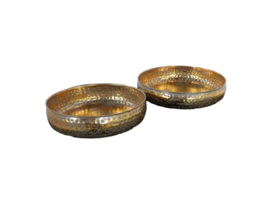Schalen - ø31x7/ø28x7 - Brass/Antique goud - Aluminium - Set van 2 (AAO-2038)