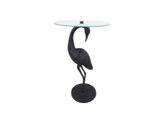 Bijzettafel - 29x26x66 - Zwart/transparant - Metaal/glas (AAO-4042)
