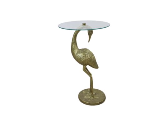Bijzettafel - 29x26x66 - Goud/transparant - Metaal/glas (AAO-4043)