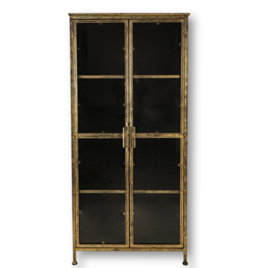 Vitrinekast Fletcher - 80x40x180 - Goud - Metaal/glas (AAO-GC180)